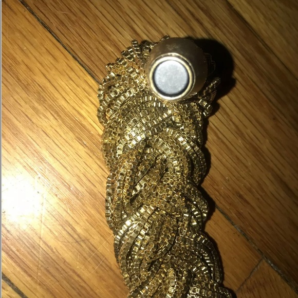 Nicole Miller metallic sparkly Designer Braided Chain Bracelet Gold Rope Magnet - Picture 3 of 3